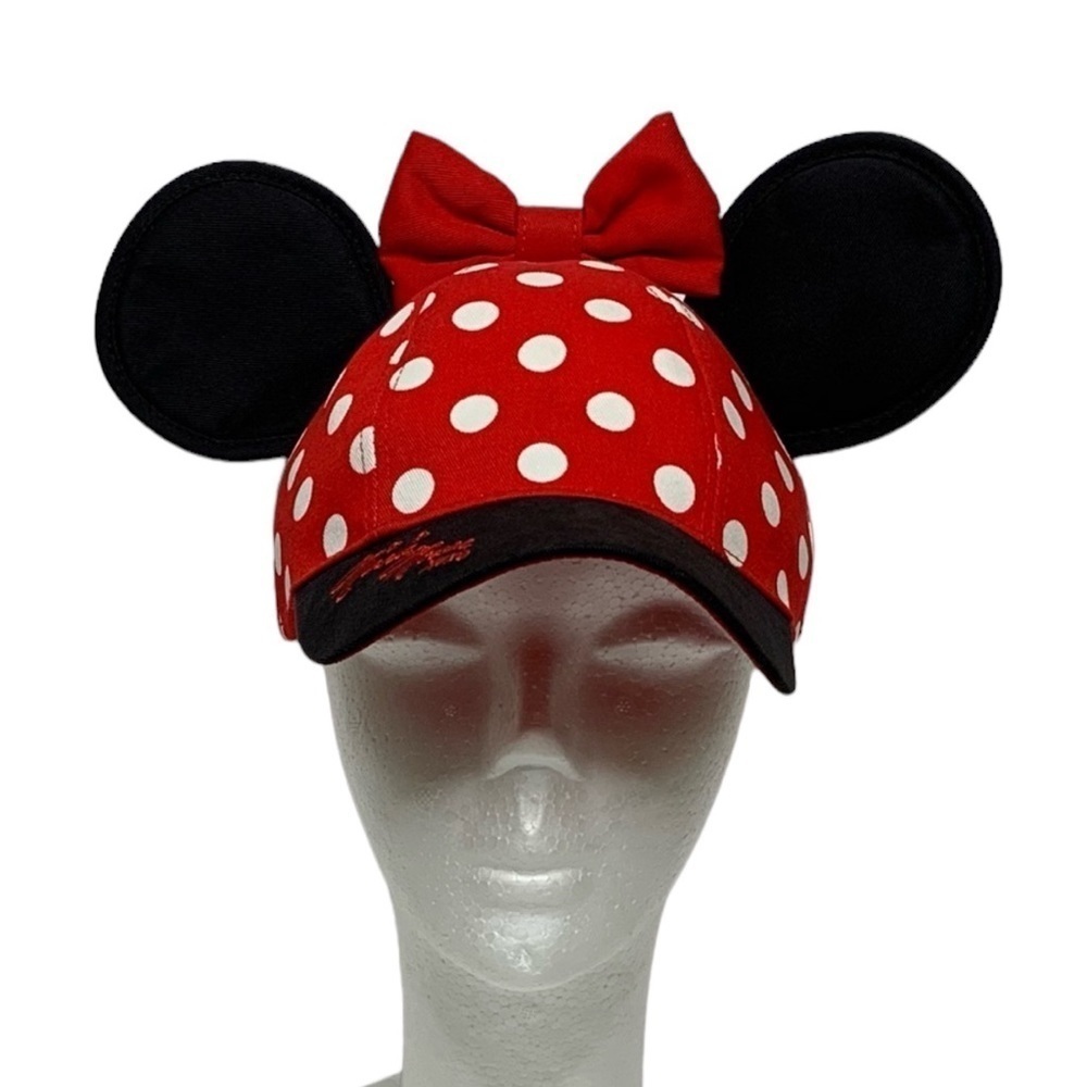 Disney Minnie Mouse Ears Hat Polka Dot Bow Brim